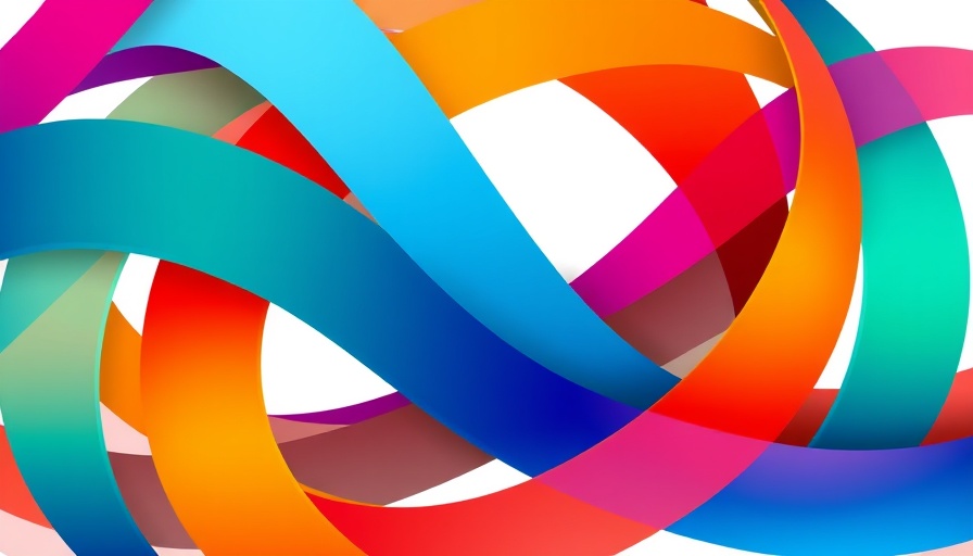 Abstract design with interwoven colorful lines.