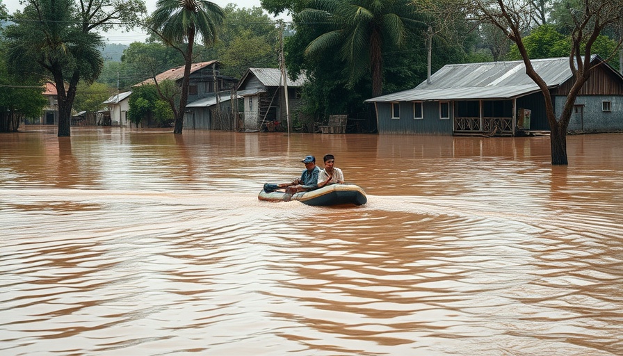 Flooded rural area in Pakistan affecting trade routes.