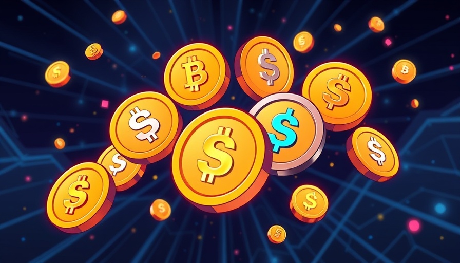 Illustration of digital stablecoins floating in space, symbolizing stablecoin adoption in Africa.