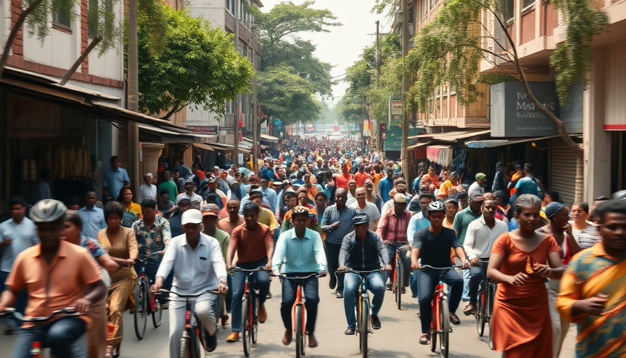 Bustling urban scene with diverse crowd in vibrant street market.