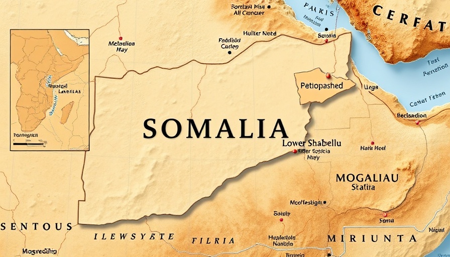 Map showing region for Airstrikes Targeting Al-Shabaab in Somalia.