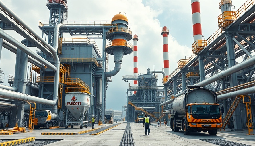 Dangote fertilizer plant in Ethiopia with machinery and structures.