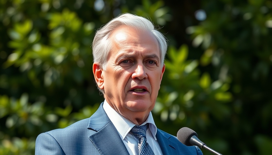 Cameroon elections free and transparent: man in blue suit speaking at podium outdoors.