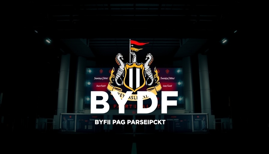 Newcastle United BYDFi partnership logo with stadium background.