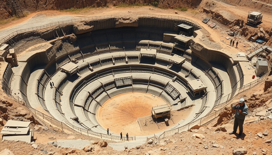 Cobalt Mining in DRC: open pit with workers and rudimentary setup.