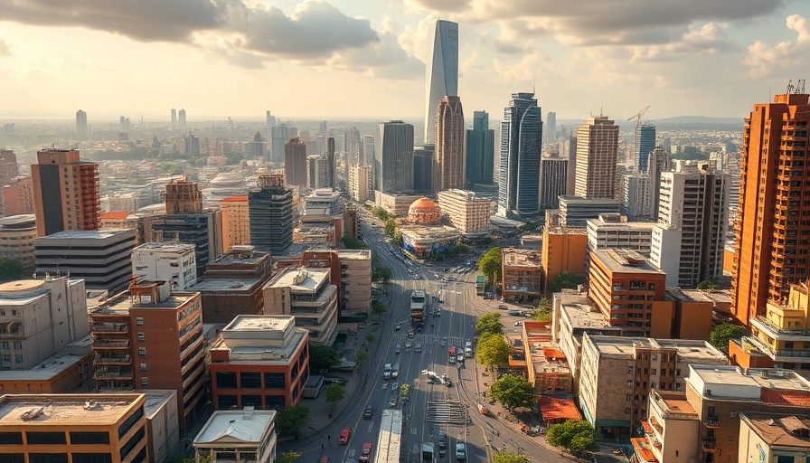 Vibrant African city skyline illustrating economic growth.