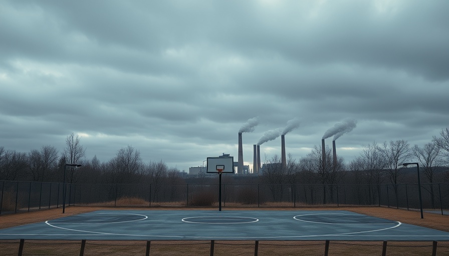 Air pollution trends in Africa depicted with industrial smoke near park.