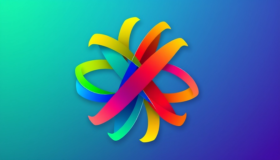 Abstract logo with intersecting colorful lines.