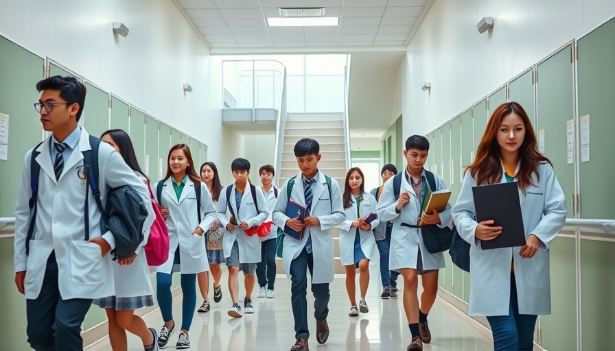 Students preparing for Morocco school year in a hallway.