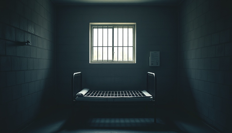 Uganda Political Detention cell interior with metal bed and barred window.