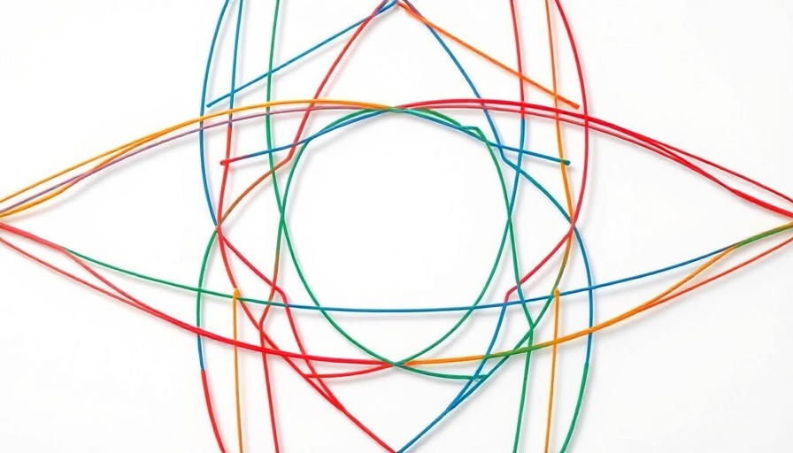 Interwoven colorful lines against white background for Tunisia Administrative Reform.