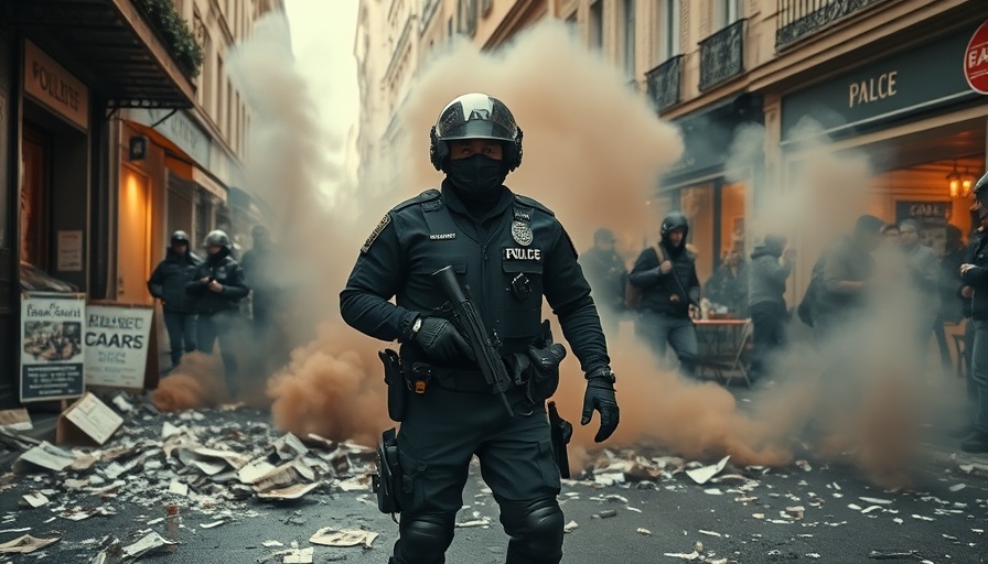 France Protests Block Everything Movement with police and smoke.