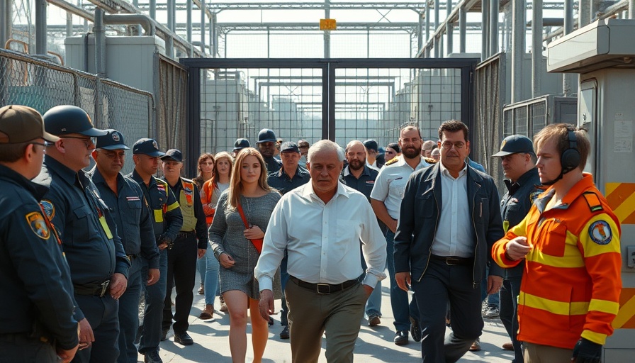 Barbadillo prison Peru former presidents security gate entrance with officials