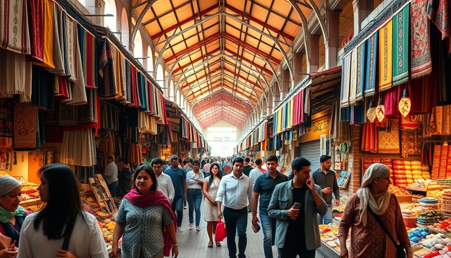 Bustling Burkina Faso market scene with colorful textiles.