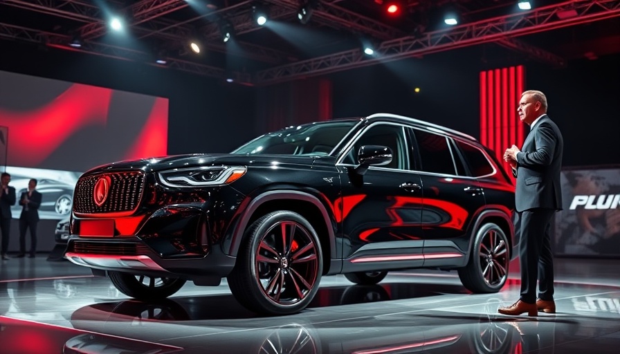 Sleek black SUV showcased in Nigeria with vibrant lighting
