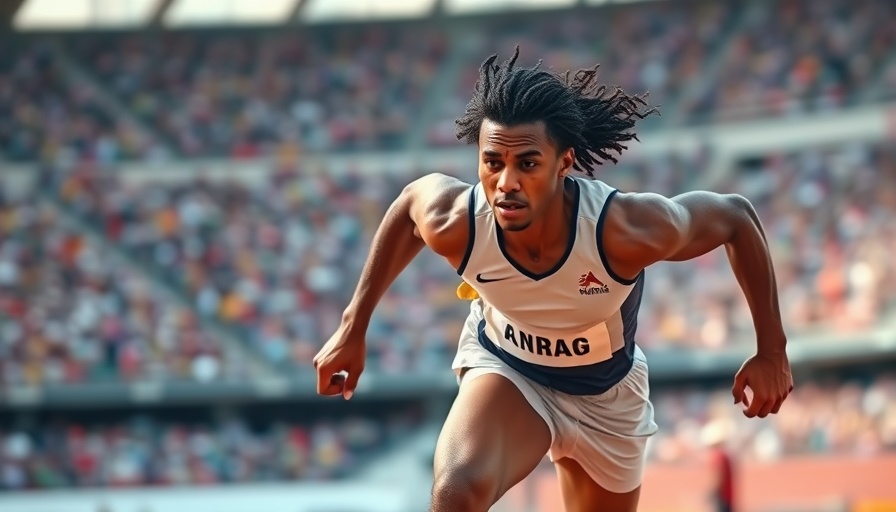 Athlete sprinting in 200m semi-finals, intense focus, Letsile Tebogo.