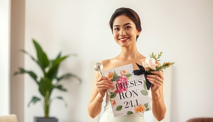 Elegant woman on magazine cover holding award at event