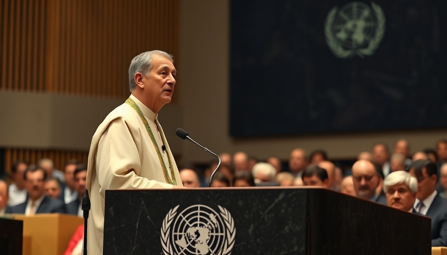 AES Confederation leader addressing terrorism at UN podium.