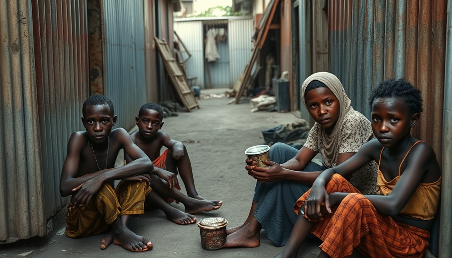 Haitian families displaced by gang violence sitting together in an urban setting.