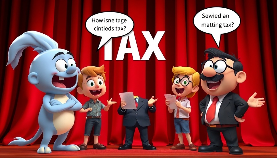 Animated tax discussion scene with humorous vibe.