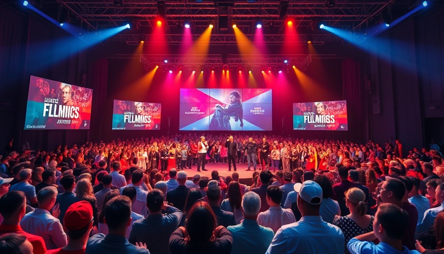 Maghreb International Film Festival stage with presenters and audience.
