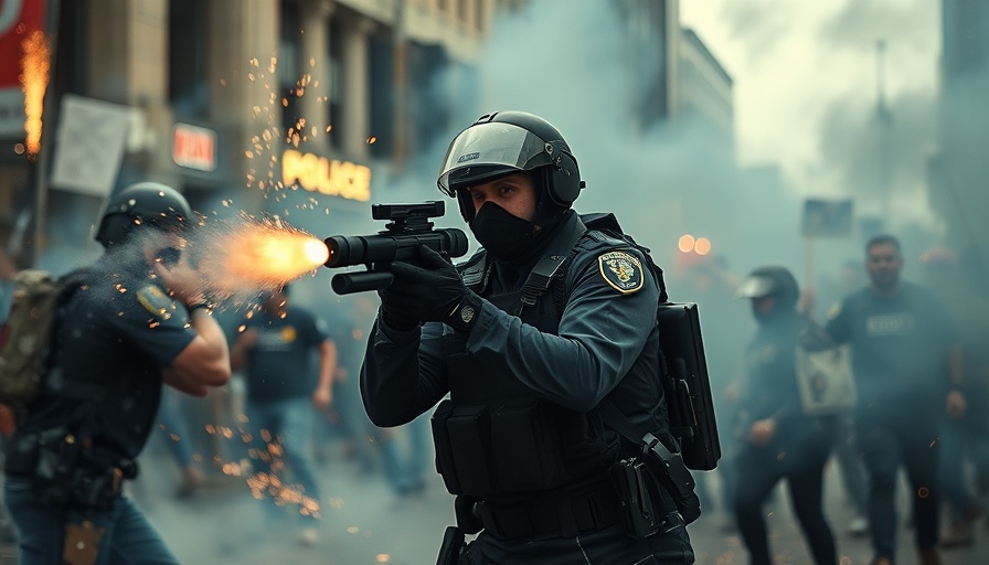 Madagascar protest chaos with riot police amidst smoke and fire.