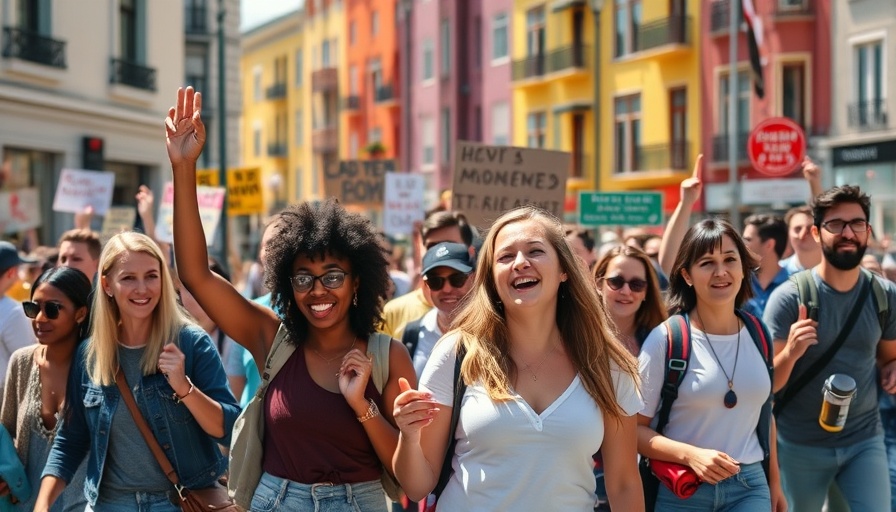 Madagascar youth protest movement, vibrant street demonstration with young marchers.
