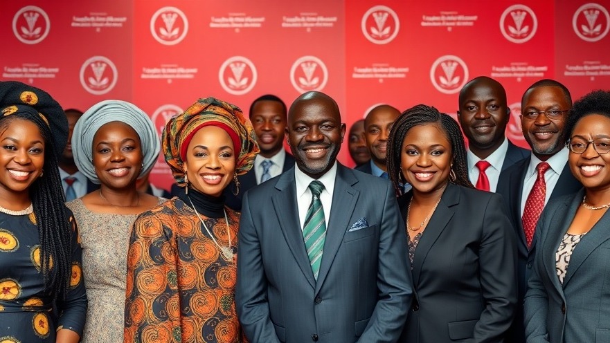 Group of African women entrepreneurs and men at a leadership event, celebrating women empowerment.