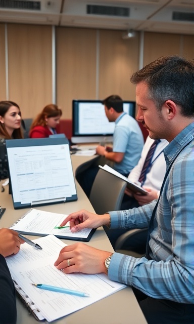 coordinated event coordination, meticulous planner, organizing, photorealistic, busy conference room with calendars and checklists, highly detailed, active scheduling and discussions, fine details, neutral colors, natural daylight, shot with a 24mm lens.