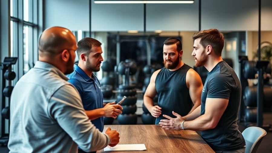 Gym owners discussing strategies together in a conference room.