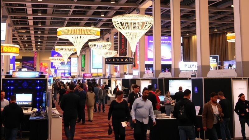 Trade shows in a vibrant Las Vegas venue showcasing innovative exhibits.