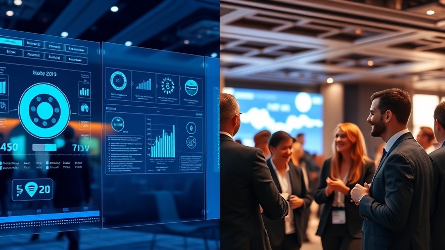 Modern conference blending holographic tech and warm human interaction.