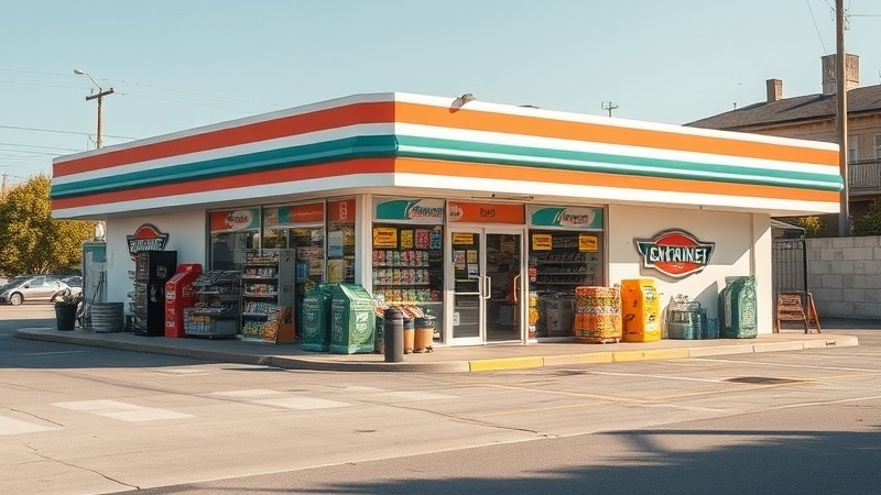 A bustling convenience store filled with snacks and beverages.