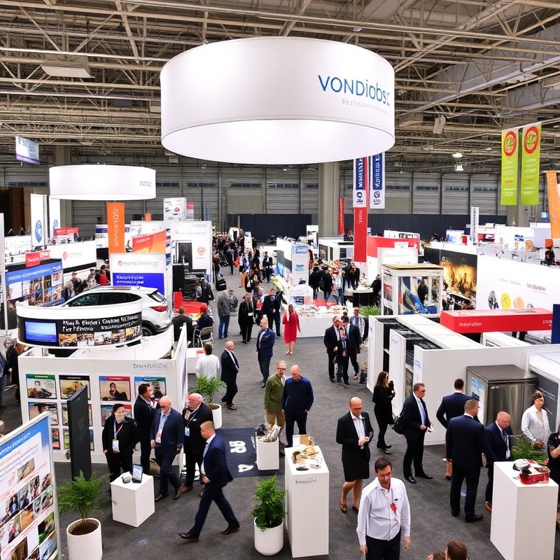 Overview of a successful trade show showcasing vibrant displays and engagement.