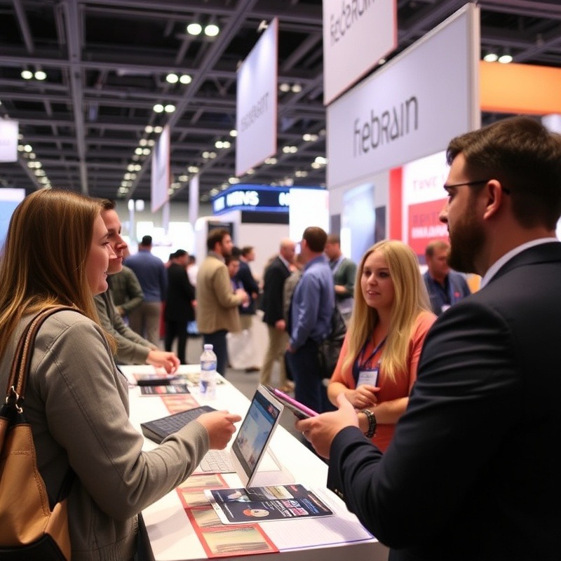 Engaging tradeshow sponsor displaying interactive booth activities.