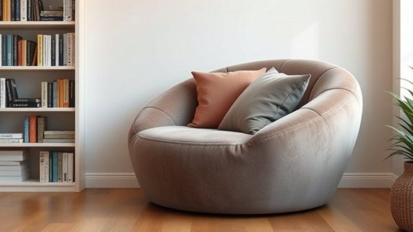 Modern Drew Barrymore chair with plush cushions in a cozy room.