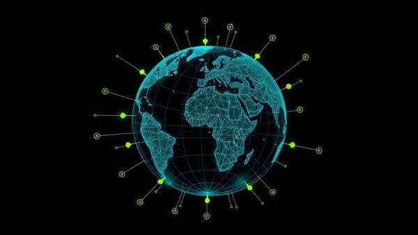 Futuristic digital globe representing the future of AI 2030.