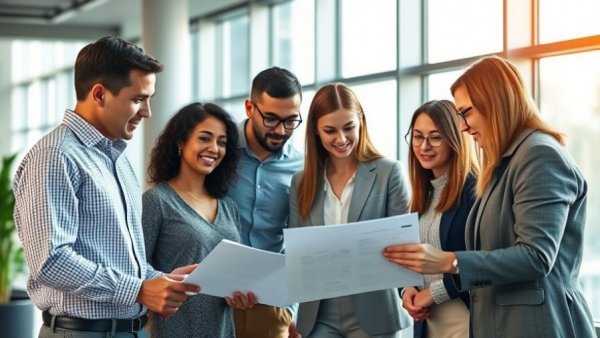 Diverse team analyzing graphs in a discussion on content intelligence vs expert intelligence.