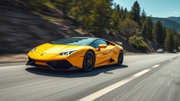 Does Speeding Really Save Time: Yellow car speeding on a mountain road.