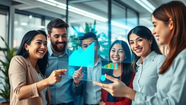 Professional team analyzing AI-driven content marketing data.