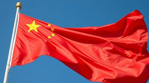 Chinese flag waving against clear sky, AI companionship and digital rights context.