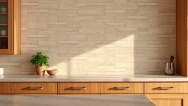 Rustic stone tile options for home decor in a cozy kitchen.