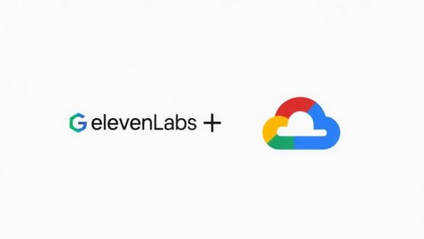 ElevenLabs and Google Cloud AI Partnership logo on white background.