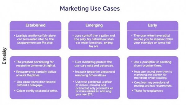 Chart of marketing use cases categorized by established, emerging, early stages, related to AI marketing for teams.