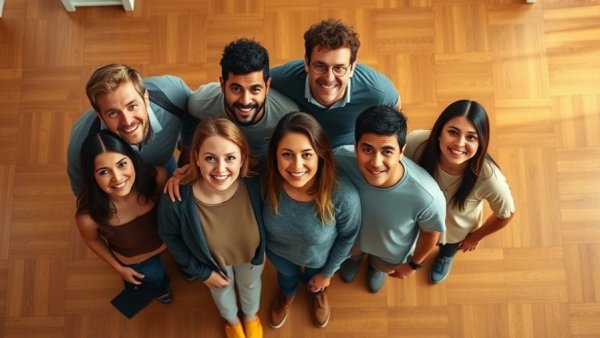 Group of seven people smiling on a wooden floor related to fungal-based biological crop protection.