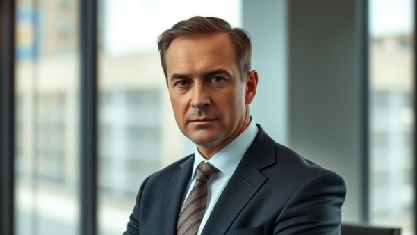 Confident man in office setting highlighting illusion of safety online.