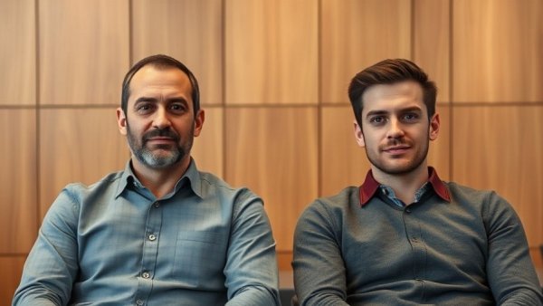 Two professionals discussing AI agents for B2B ad campaigns indoors.