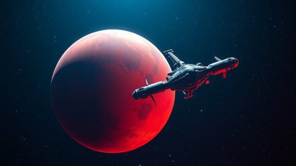 Next Era of Space Exploration concept with Mars and satellite.