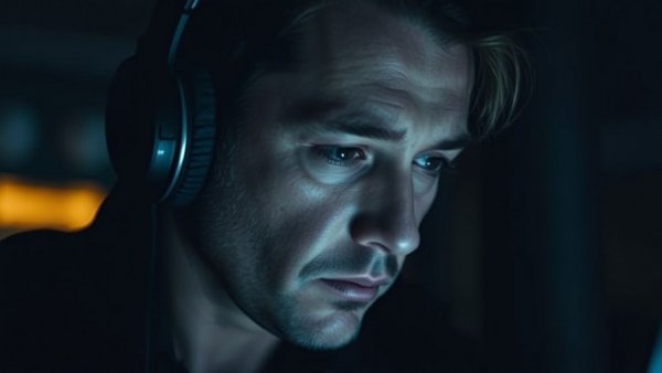 Focused man with headphones, embodying personal resilience and growth mindset.