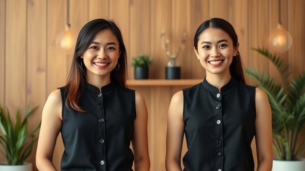 Two women in a modern office setting in Europe, professional ambiance.